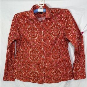 Land's End women's White Fabric Backdrop shirt  size 14